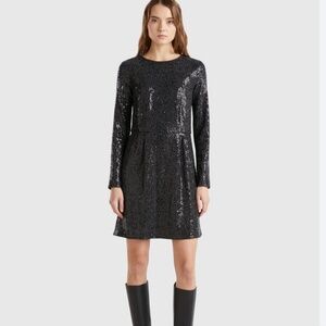 Michel Studio Midi dress Slinky Sparkly Party Dark fairy Ruched Black Silver 18